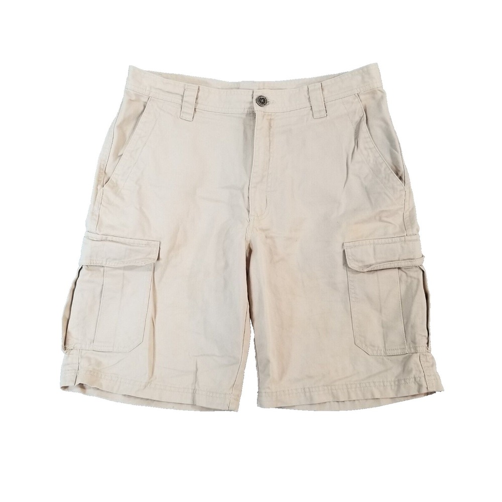 Columbia cargo hiking shorts‎ men's 32 x 10 beige cotton outdoor FLAWED